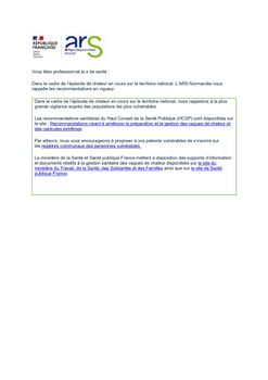 Recommandations en vigueur : épisode de chaleur en cours !