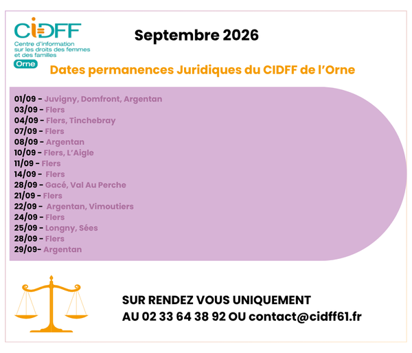 Permanences CIDFF - Septembre 2026