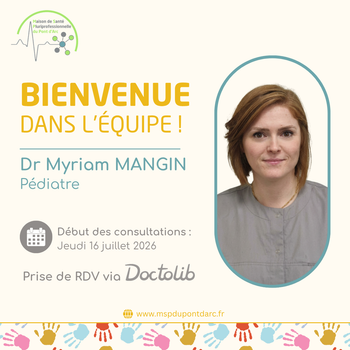 Bienvenue au Dr Myriam Mangin, nouvelle pédiatre à la Maison de Santé