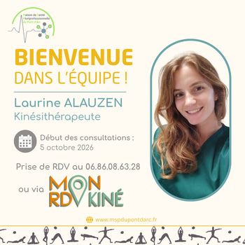 Bienvenue à Laurine Alauzen, nouvelle kinésithérapeute à Vallon-Pont-d’Arc