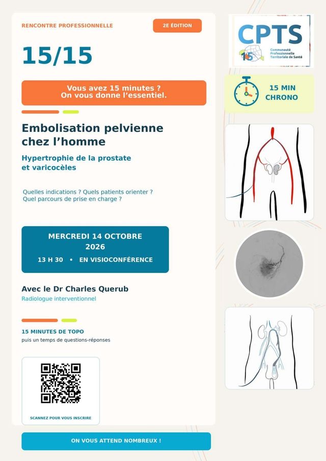 15/15 – 2e édition : l’embolisation pelvienne chez l’homme