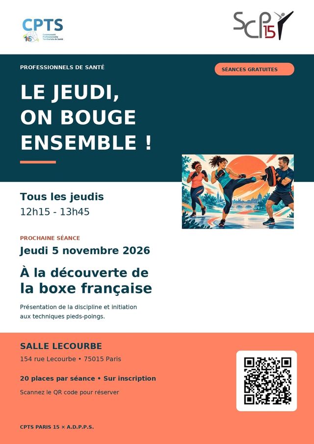 Cours de sport gratuit pour les professionnels de santé — jeudi 5 novembre