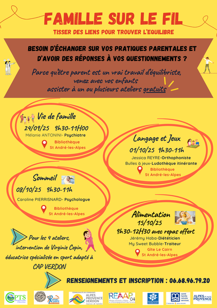 Famille sur le fil : des ateliers gratuits pour les parents et leurs enfants de 0 à 3 ans
